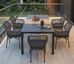Acamp Gartenmöbel-Set Ausziehtisch Woody und Stapelsessel Rom, 7-teilig