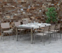 Acamp Gartenmöbel-Set Ausziehtisch Auris und Stapelstuhl Skye, 7-teilig
