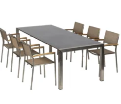 Acamp Gartenmöbel-Set Ausziehtisch Auris und Stapelstuhl Skye, 7-teilig