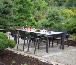 Acamp Gartenmöbel-Set Ausziehtisch Woody und Stapelstuhl Hollywood, 7-teilig