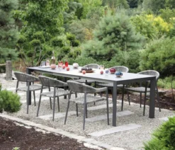 Acamp Gartenmöbel-Set Ausziehtisch Woody und Stapelsessel Brooklyn, 7-teilig