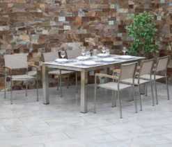 Acamp Gartenmöbel-Set Keramiktisch Auris und Stapelstuhl Skye, 7-teilig
