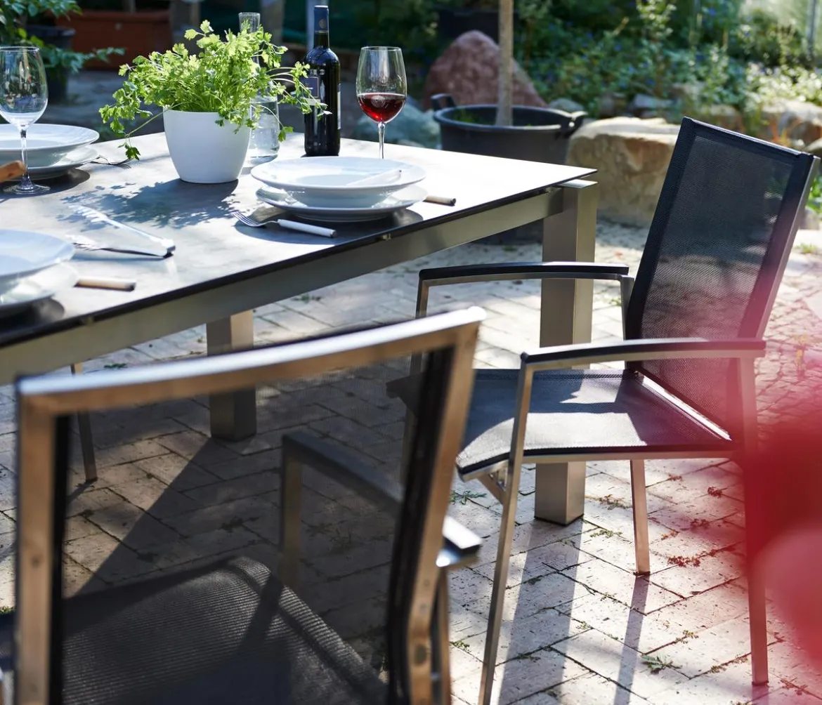 Acamp Gartenmöbel-Set Keramiktisch Auris und Stapelstuhl Auris, 5-teilig