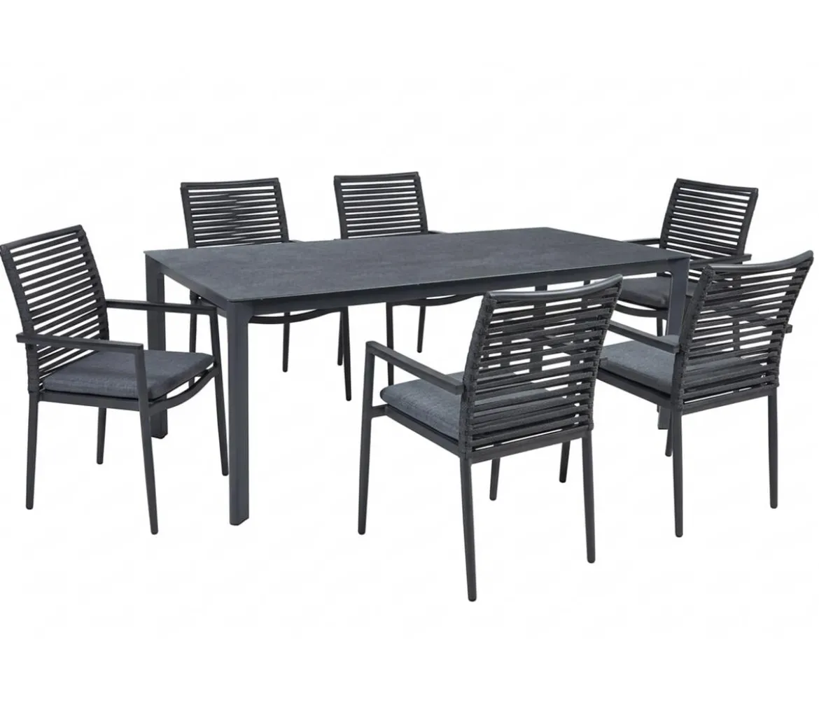 Acamp Gartenmöbel-Set Tisch Rom und Stapelstuhl New Jersey, 7-teilig