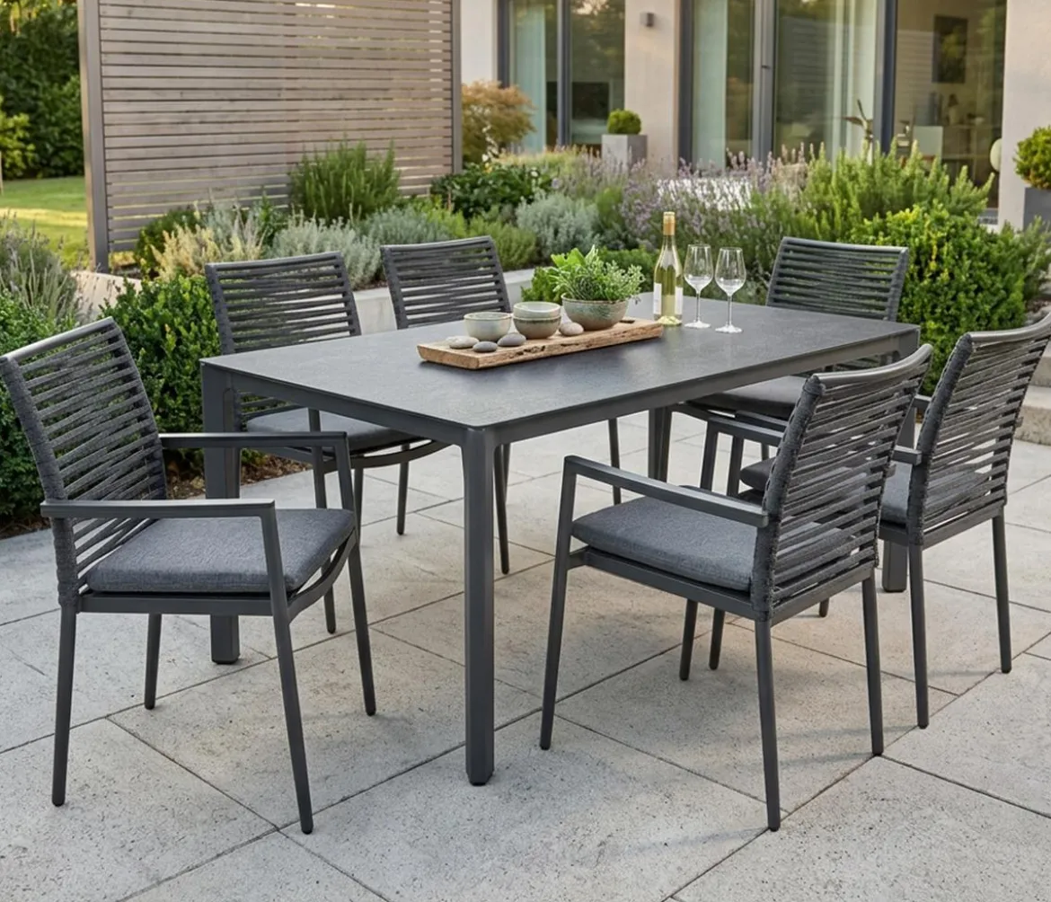 Acamp Gartenmöbel-Set Tisch Rom und Stapelstuhl New Jersey, 7-teilig