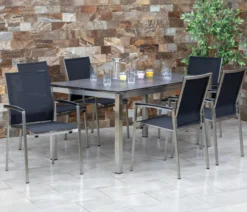 Acamp Gartenmöbel-Set Tisch Skye und Stapelstuhl Auris, 7-teilig