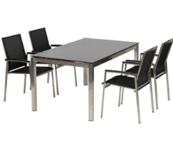 Acamp Gartenmöbel-Set Tisch Skye und Stapelstuhl Auris, 5-teilig