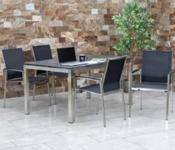 Acamp Gartenmöbel-Set Tisch Skye und Stapelstuhl Auris, 5-teilig