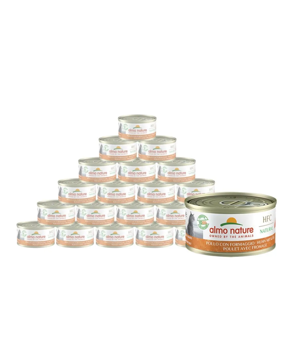 almo nature Nassfutter für Katzen HFC Natural, Huhn mit Käse, 24 x 70 g