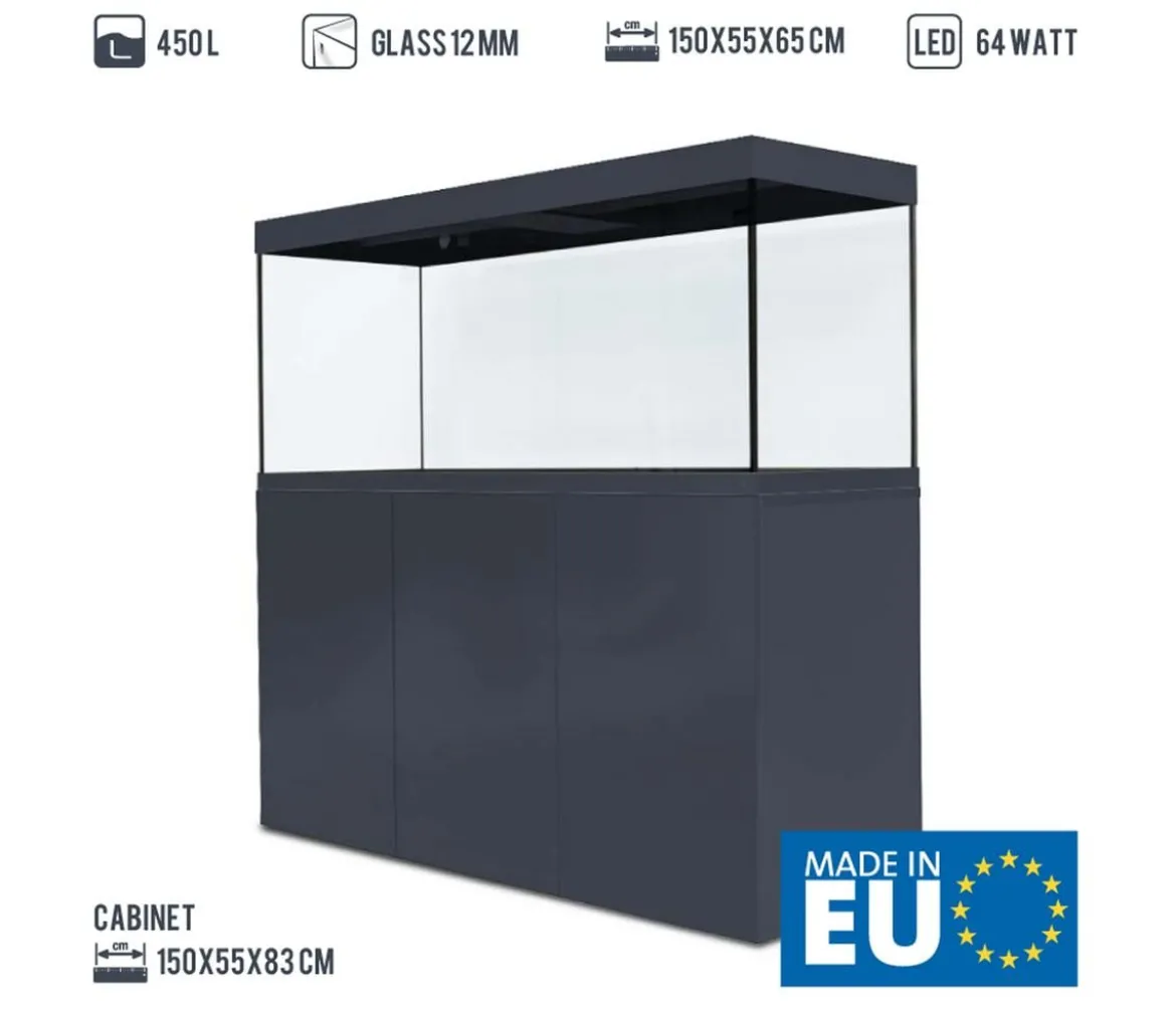 amtra Aquarium Kombination ALUX 450 LED, ca. B150/H148/T55 cm, 450 l