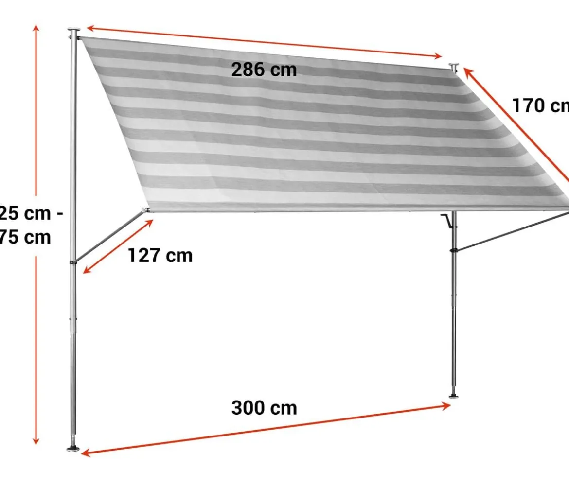 Angerer Klemmmarkise Premium, gestreift, ca. B300/H275/T170 cm