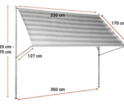 Angerer Klemmmarkise Premium, gestreift, ca. B350/H275/T170 cm