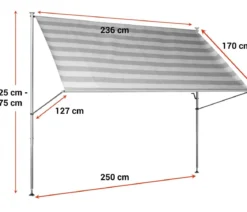 Angerer Klemmmarkise Premium, gestreift, ca. B250/H275/T170 cm