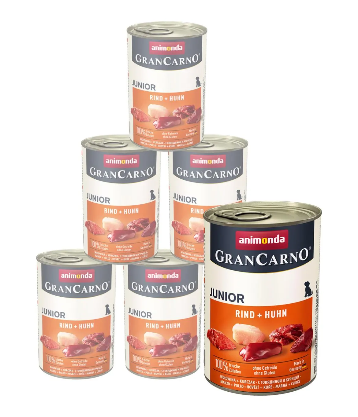 animonda GRANCARNO® Nassfutter für Hunde Junior, 6 x 400 g/800 g