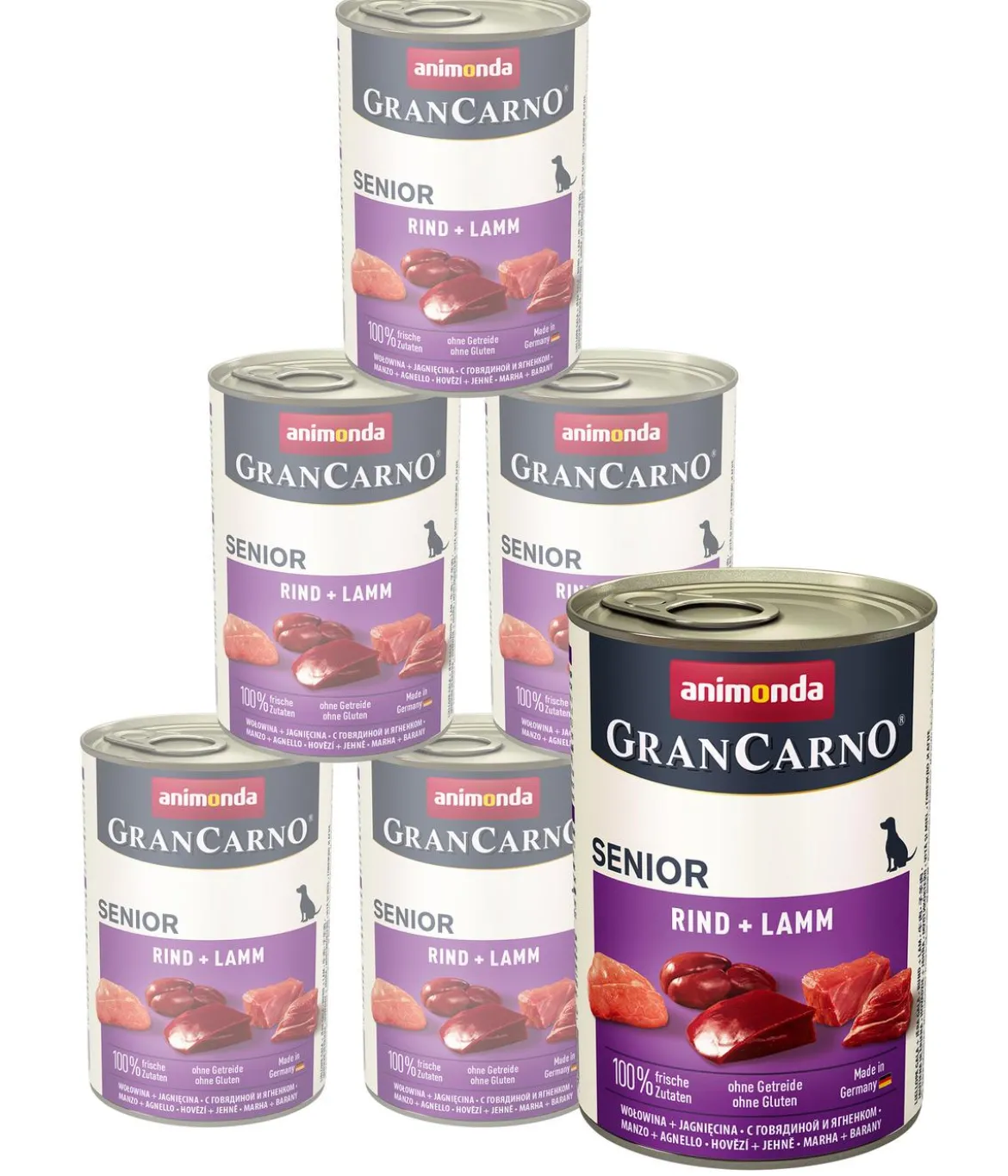 animonda GRANCARNO® Nassfutter für Hunde Senior, Rind & Lamm, 6 x 400 g
