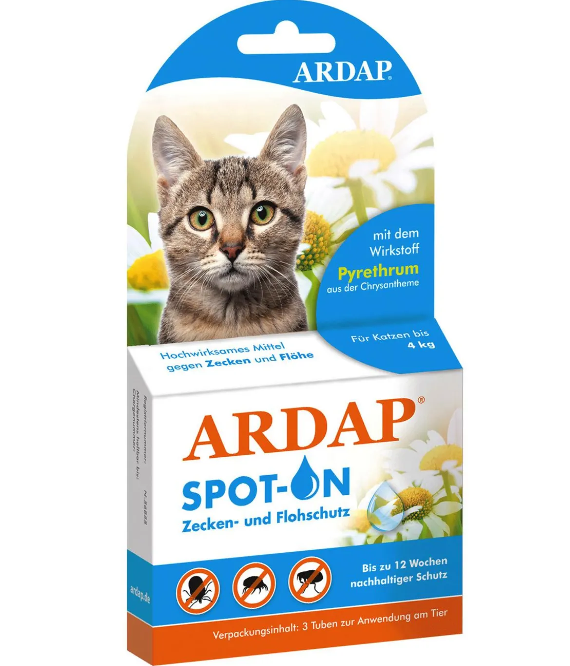 ARDAP® Zecken- und Flohschutz Spot-On für Katzen bis 4 kg, 3 x 0,4 ml