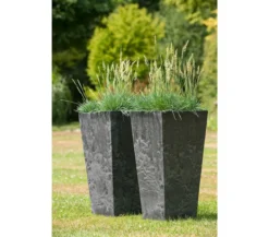 Artstone Kunststoff-Vase Ella, eckig, schwarz