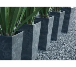 Artstone Kunststoff-Vase Ella, eckig, schwarz