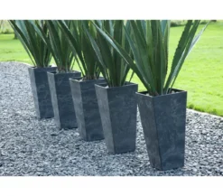Artstone Kunststoff-Vase Ella, eckig, schwarz