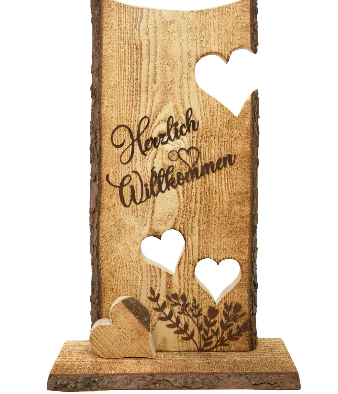 Badeko Holz-Ständer Herzlich Willkommen mit Herzen, ca. H75 cm