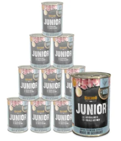 BELCANDO® Nassfutter für Hunde Junior, Geflügel & Ei, 12 x 400 g