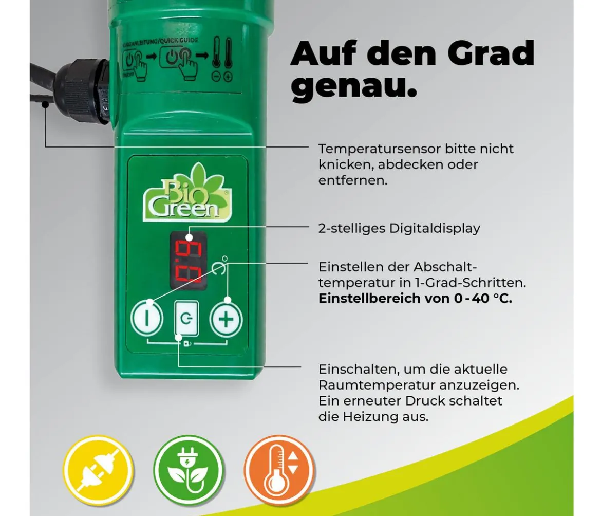Bio Green Elektro-Gewächshausheizung 135 W mit integriertem Thermostat, ca. B100/H5/T5 cm