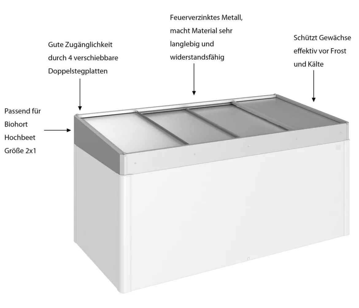 Biohort Frühbeetaufsatz 2x1, ca. B200,2/H28,5/T101,8 cm
