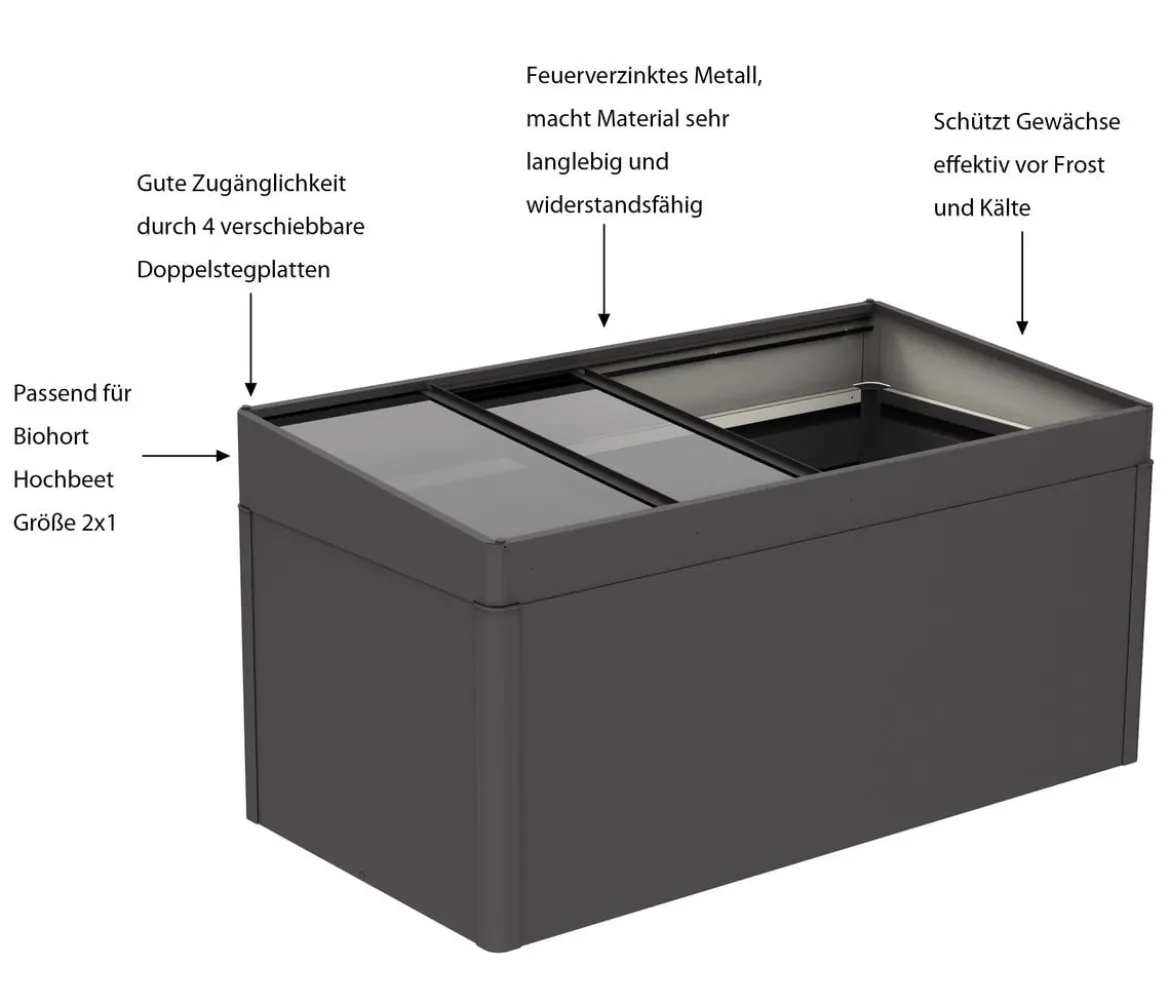 Biohort Frühbeetaufsatz 2x1, ca. B200,2/H28,5/T101,8 cm