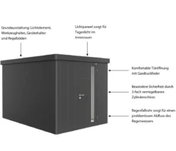 Biohort Gerätehaus Neo 4B, ca. B236/H222/T348 cm