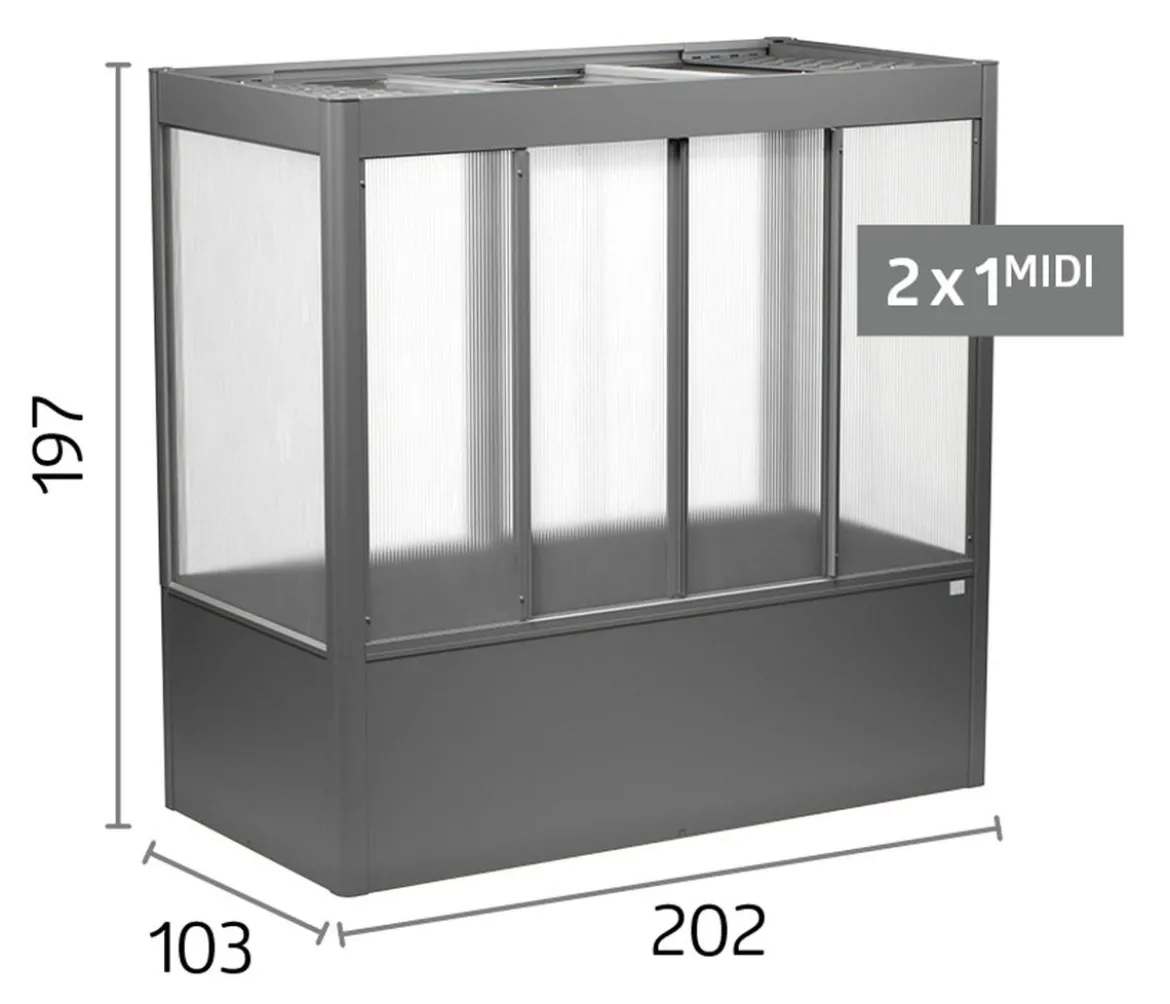Biohort Gewächshaus Florentina 2 x 1 MIDI, ca. B201,6/H197/T104 cm