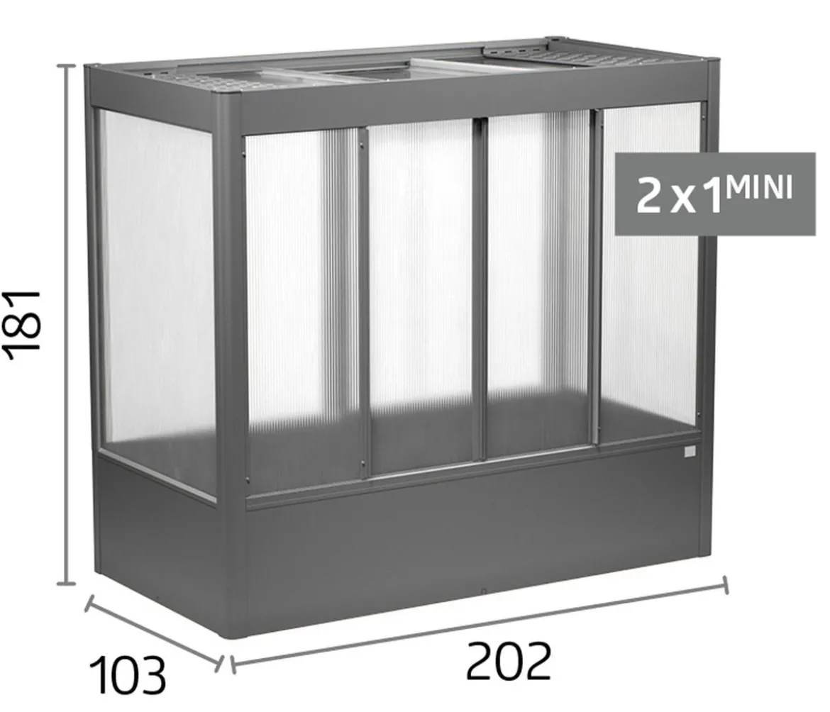 Biohort Gewächshaus Florentina 2 x 1 MINI, ca. B201,6/H180,7/T104 cm
