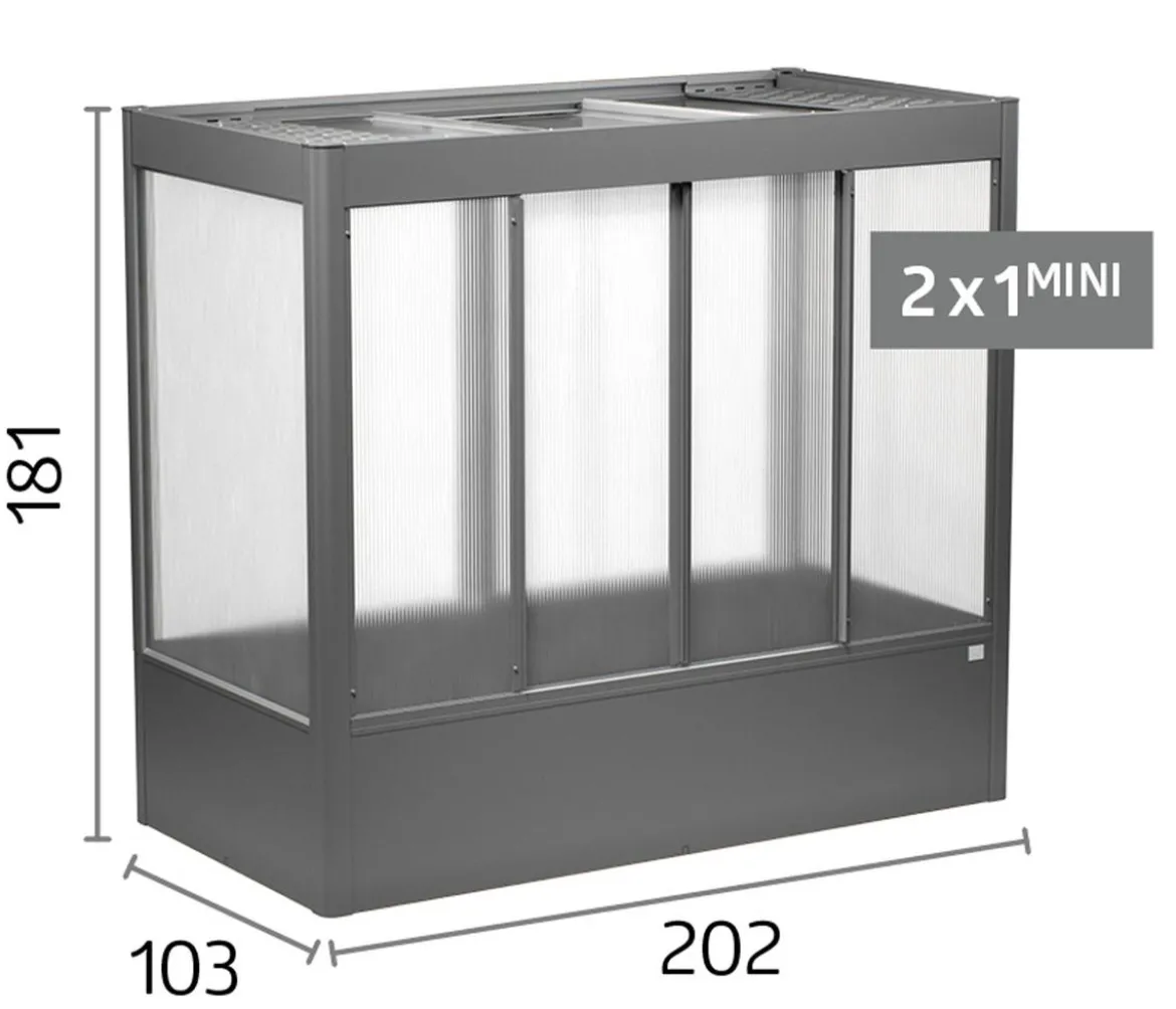 Biohort Gewächshaus Florentina 2 x 1 MINI, ca. B201,6/H180,7/T104 cm
