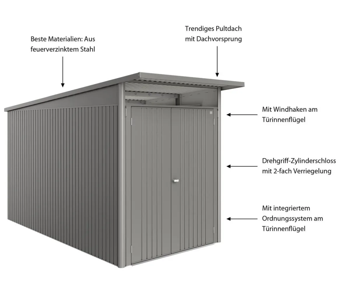 Biohort Metallgerätehaus AvantGarde ECO A4, ca. B180/H222/T380 cm