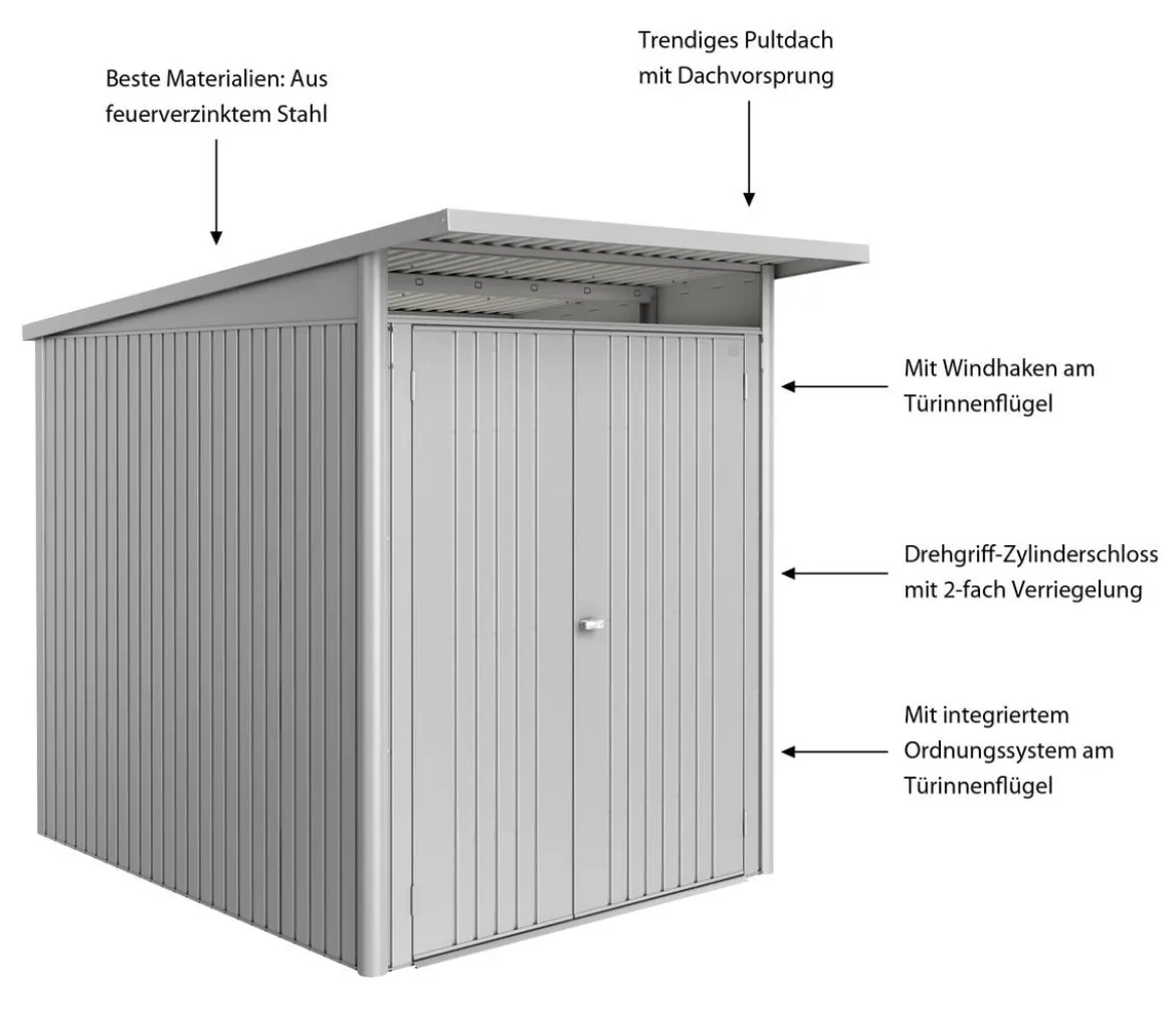 Biohort Metallgerätehaus AvantGarde ECO A2, ca. B180/H218/T260 cm