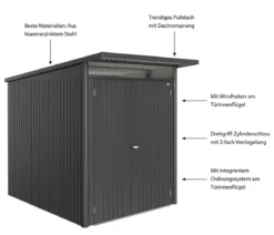 Biohort Metallgerätehaus AvantGarde ECO A2, ca. B180/H218/T260 cm
