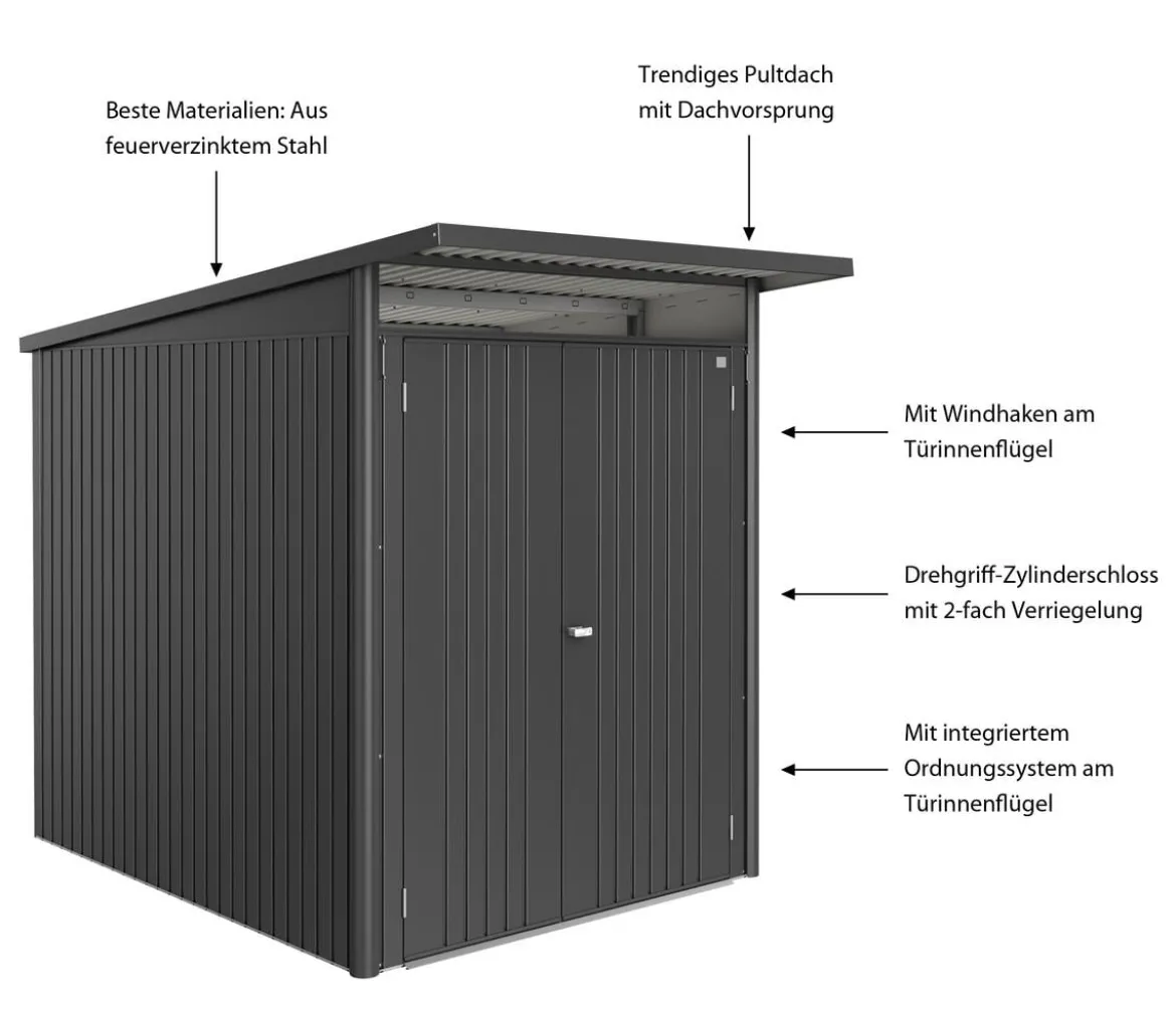 Biohort Metallgerätehaus AvantGarde ECO A2, ca. B180/H218/T260 cm