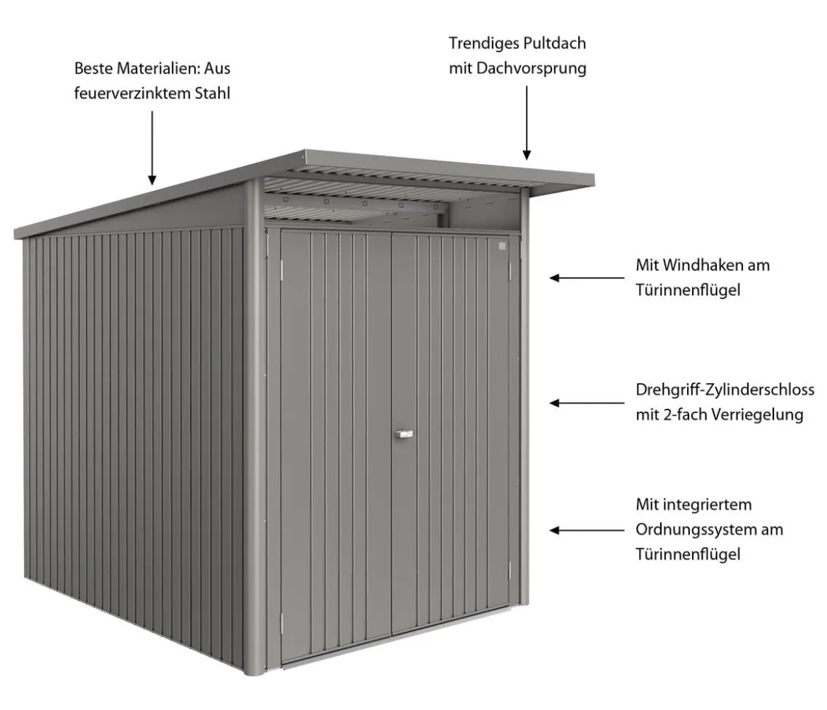 Biohort Metallgerätehaus AvantGarde ECO A2, ca. B180/H218/T260 cm
