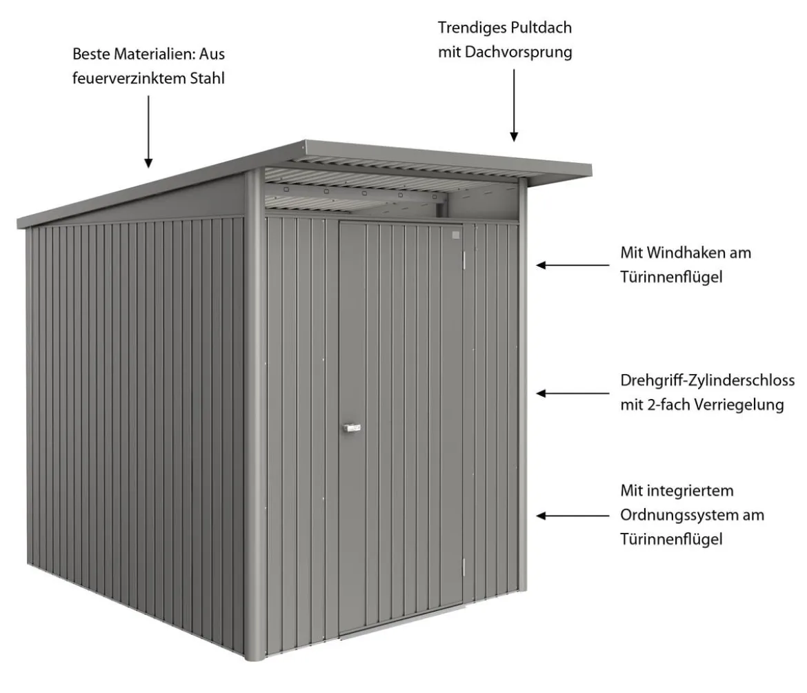 Biohort Metallgerätehaus AvantGarde ECO A2, ca. B180/H218/T260 cm