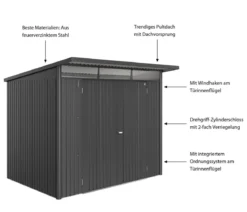 Biohort Metallgerätehaus AvantGarde ECO A5, ca. B260/H218/T220 cm