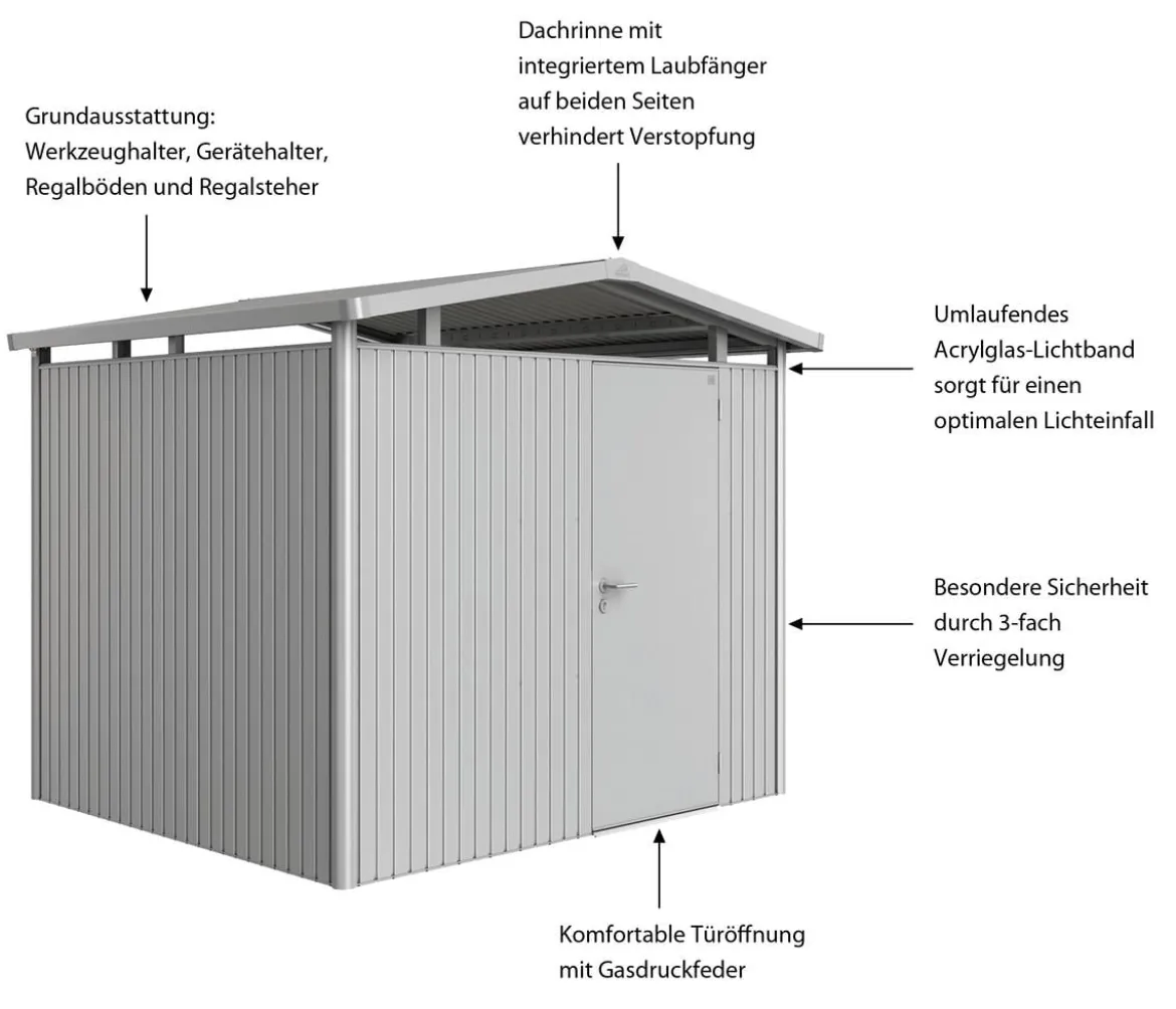 Biohort Metallgerätehaus Panorama® P3, ca. B273/H227/T238 cm