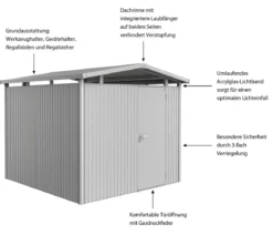 Biohort Metallgerätehaus Panorama® P4, ca. B273/H227/T278 cm