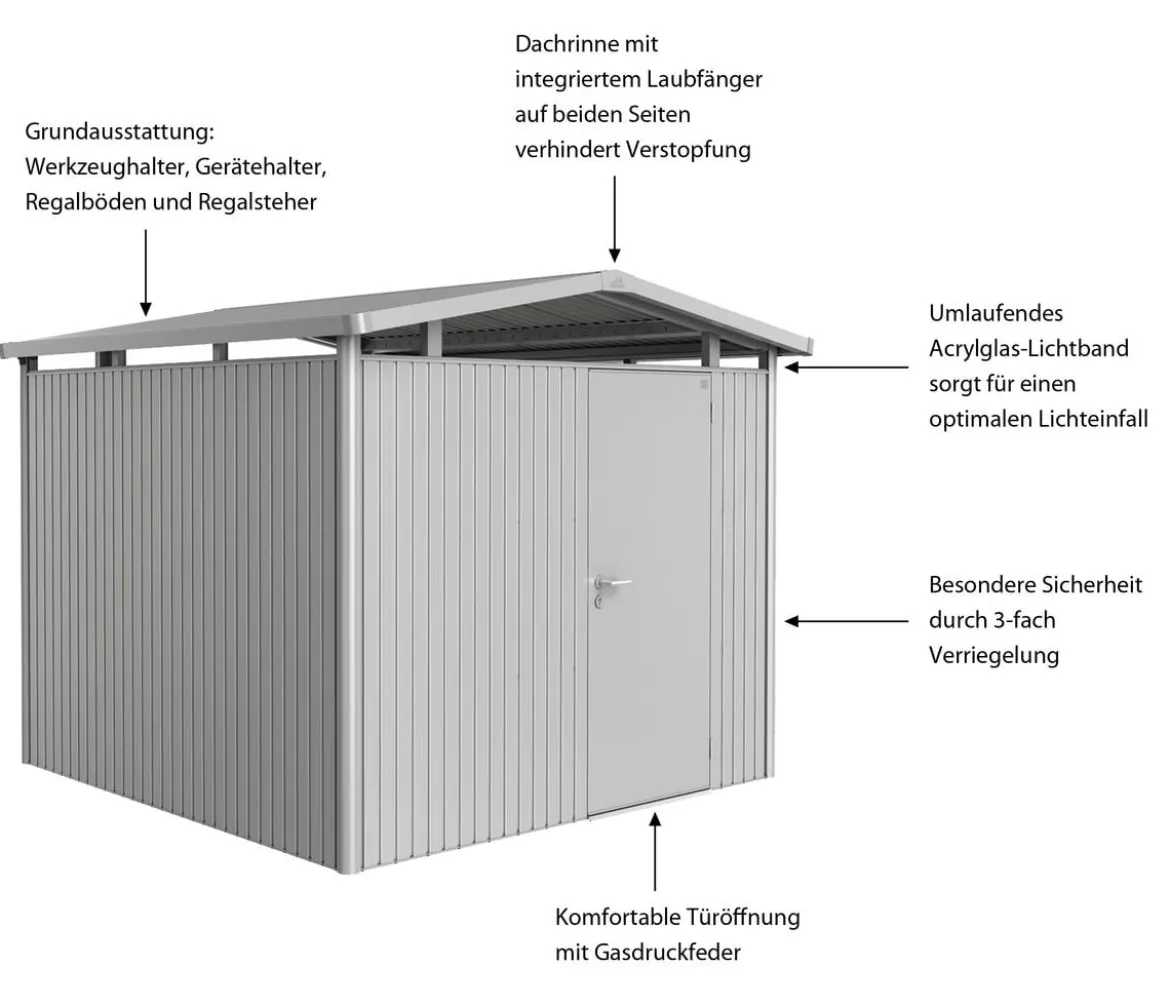 Biohort Metallgerätehaus Panorama® P4, ca. B273/H227/T278 cm