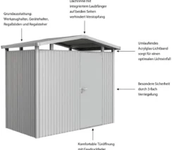 Biohort Metallgerätehaus Panorama® P1, ca. B273/H227/T158 cm