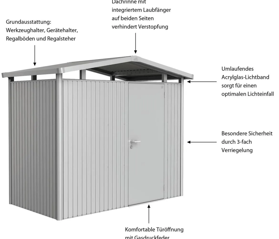 Biohort Metallgerätehaus Panorama® P1, ca. B273/H227/T158 cm