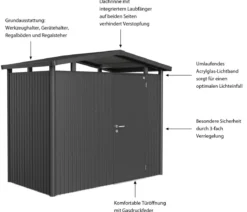 Biohort Metallgerätehaus Panorama® P1, ca. B273/H227/T158 cm
