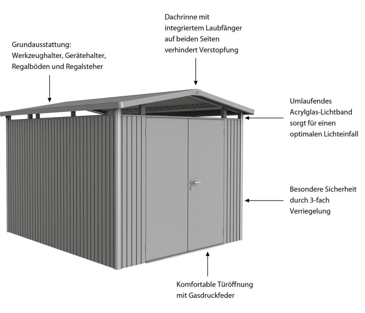 Biohort Metallgerätehaus Panorama® P5, ca. B273/H227/T318 cm