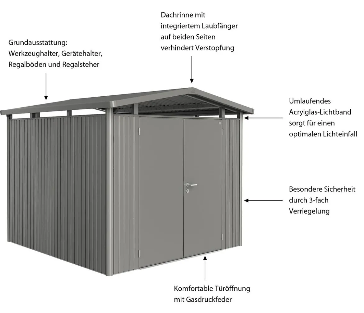 Biohort Metallgerätehaus Panorama® P4, ca. B273/H227/T278 cm