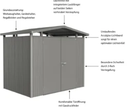 Biohort Metallgerätehaus Panorama® P2, ca. B273/H227/T198 cm