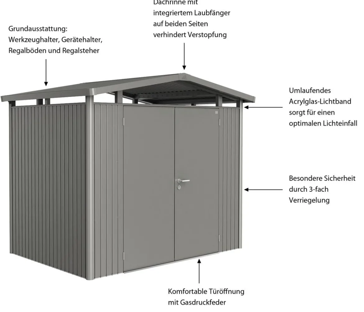 Biohort Metallgerätehaus Panorama® P2, ca. B273/H227/T198 cm