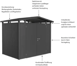 Biohort Metallgerätehaus Panorama® P2, ca. B273/H227/T198 cm